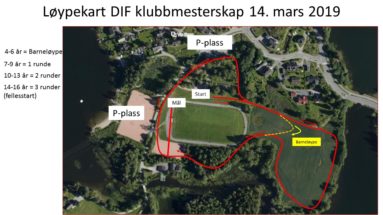 Løypekart DIF klubbmesterskap 14.3.2019